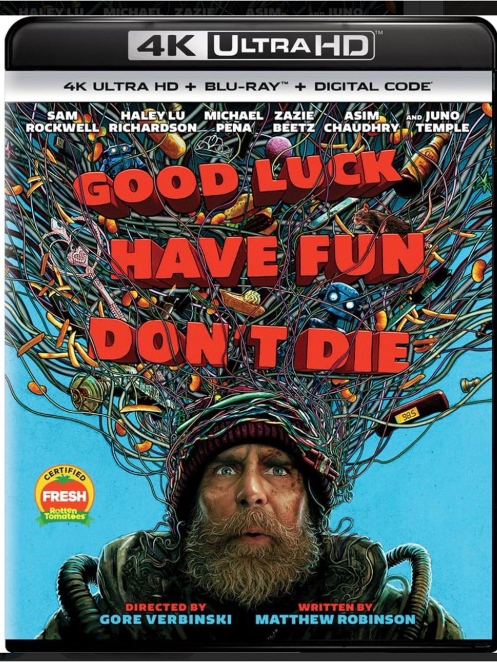 Good Luck Have Fun Don't Die 4K Ultra HD Blu-ray - Colorful Illustrated Cover